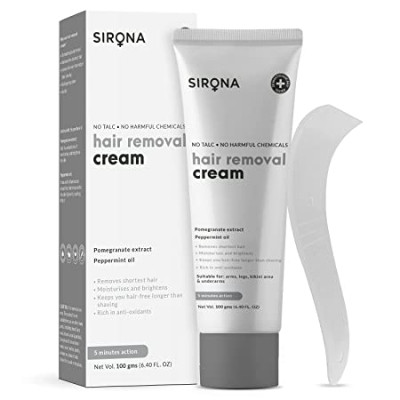 Sirona Hair Removal Cream - 100 Gms For Arms, Legs, Bikini Line & Underarm With No Talc & No Chemical Actives
