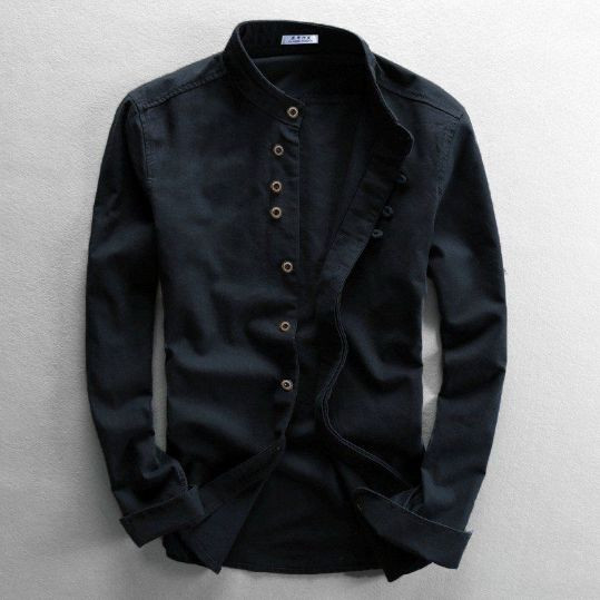 Mens Korean Design Full Shirt- Black