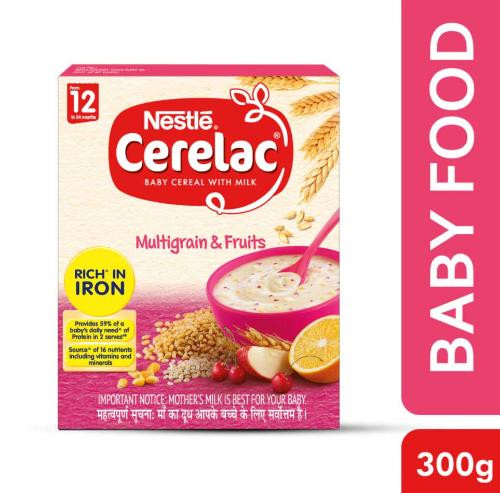 Nestle Cerelac Multigrain & Fruits Baby Cereal, 12 To 24 Months, 300Gm Refill Pack