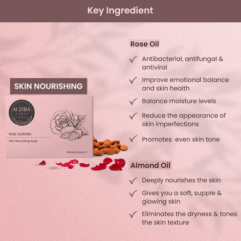 Alziba Rose Almond Skin Nourishing Soap - 100Gm