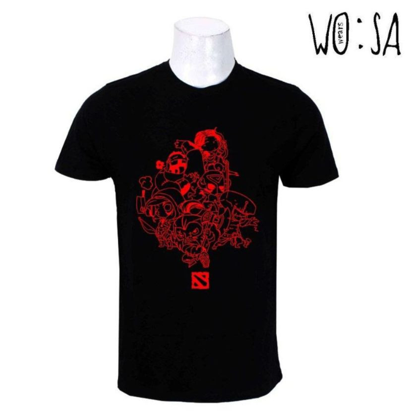 Black/Red Dota Character Printed T-Shirt For Men