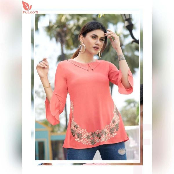 Fuloo Glazier Rayon tops with Embroidery for Women # 1034
