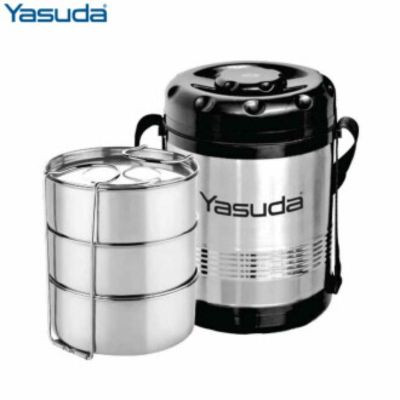 Yasuda Lunch Box 4 Container Stainless Steel Outer Body YS-LB4S SLEEK