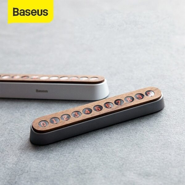 Baseus Car Temporary Parking Card Wooden Phone Number Card Magnet Flip Telephone Numbers
