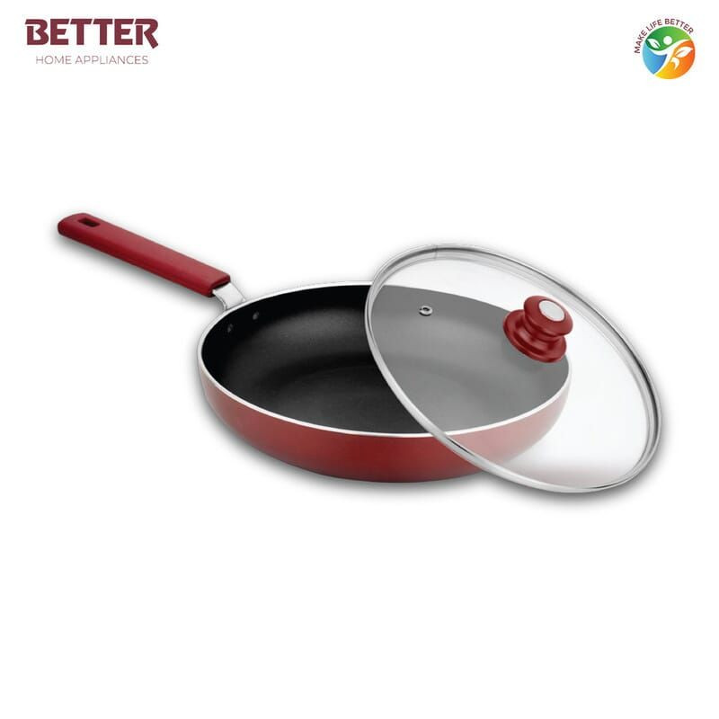 Better Fry Pan Non-Stick Coating, 26 Cm Silica Series (Induction And Gas Stove Compatible),With Silicon Handle And Glass Lid