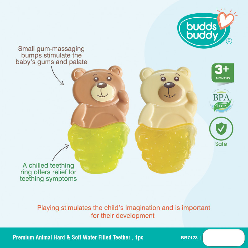 BuddsBuddy Premium Animal Hard & Soft Water Filled Teether (1pc)