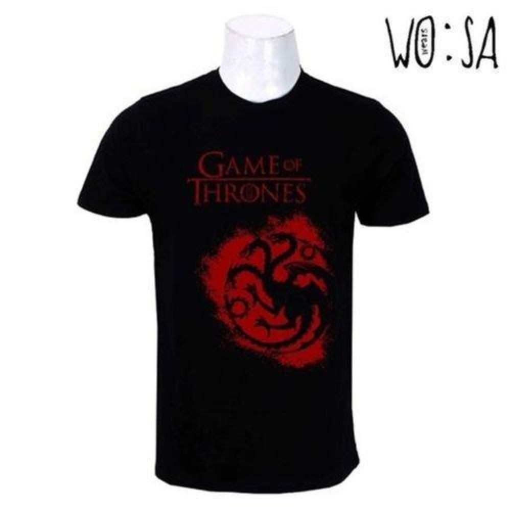 Black Game Of Thrones Fire And Blood Targaryen Spray Printed T-Shirt For Men