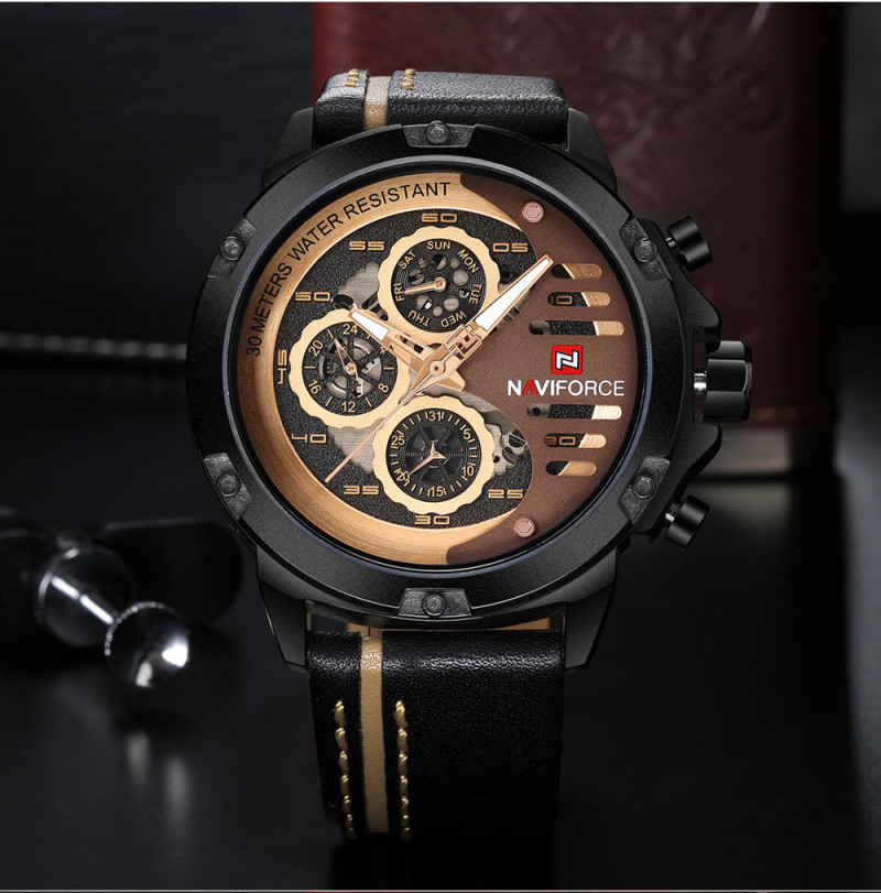 NaviForce-9110 black gold Watch