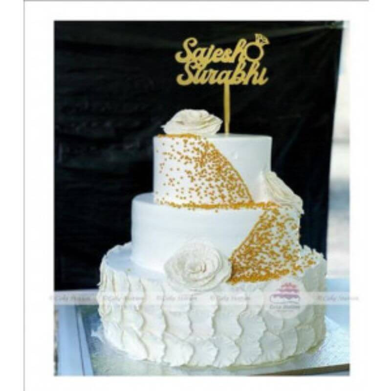 Cake Station White Theme Wedding Cake - 1 Pound