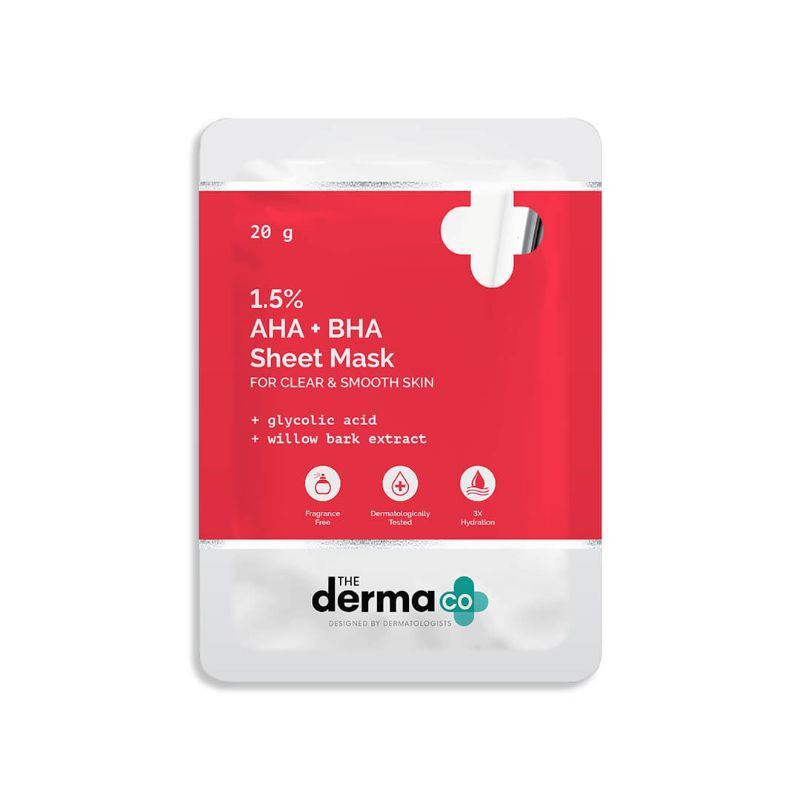The Derma Co. 1.5% Aha+Bha Sheet Mask 20Gm