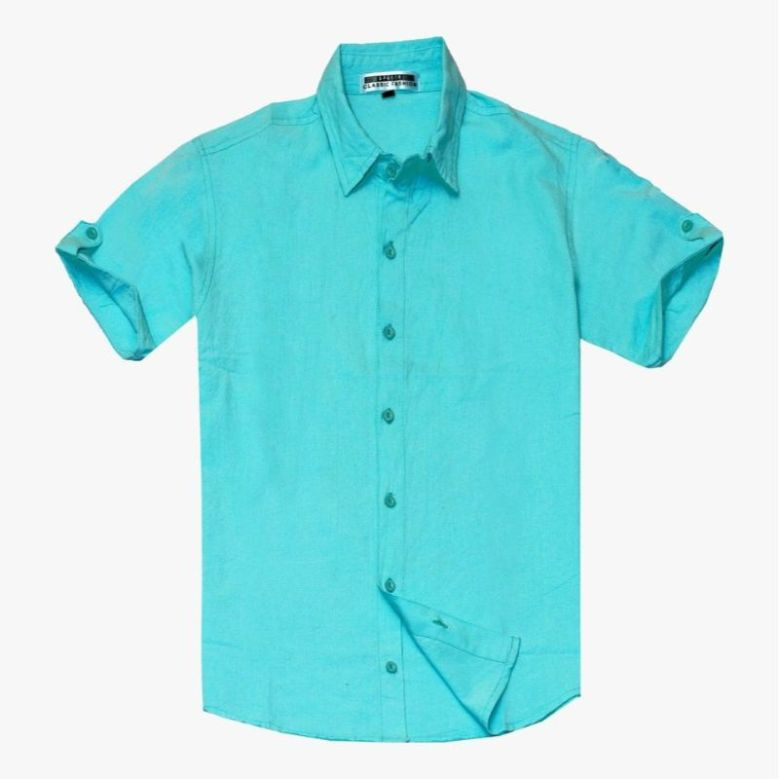 Refined Cotton Half Shirt - Sky Blue