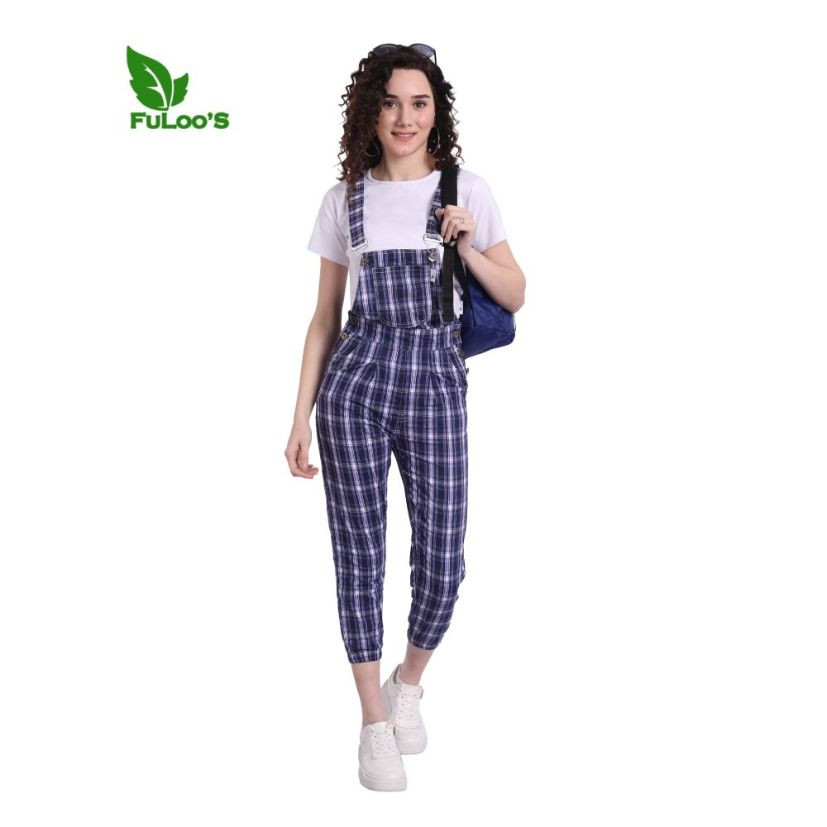FuLoo BlueCheck Rockey Pant in Cotton with Tshirt for Women