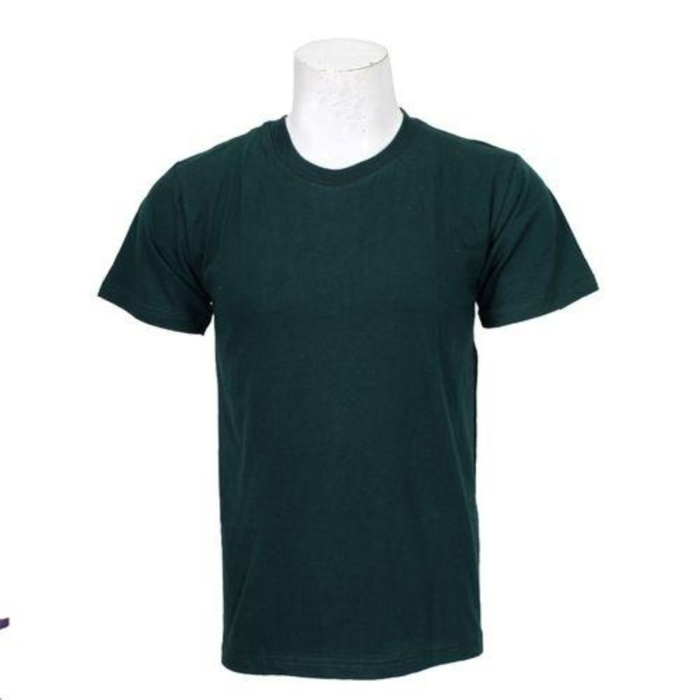 Dark Green Round Neck Plain T-Shirt For Men
