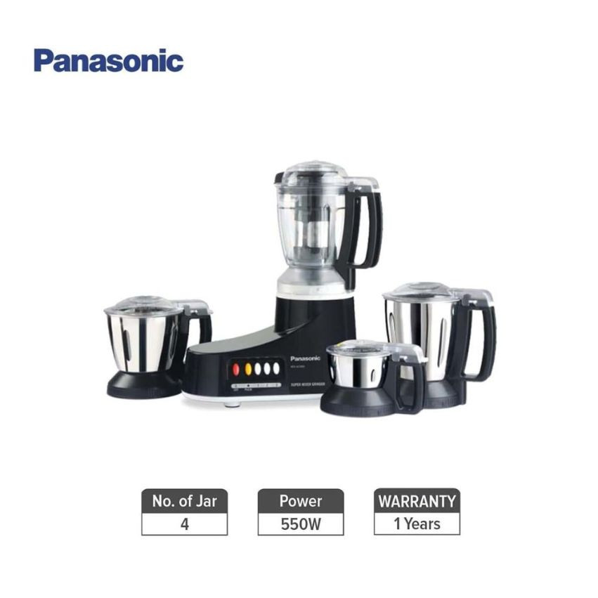 Panasonic 550-Watt Super Mixer Grinder 4 Jars with Juicer (Black) MX-AC 400(Black)