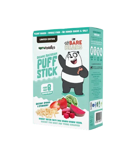 Natu Foodies Organic Multigrain Puff Stick (Beetroot, Spinach & Strawberry) 21G