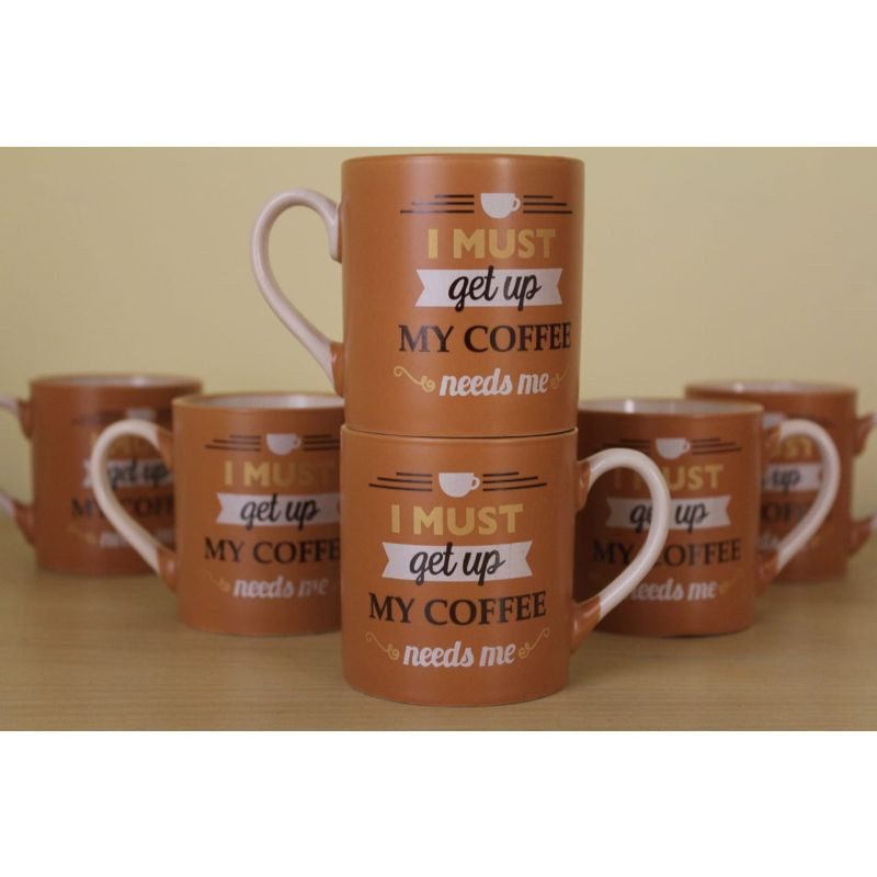 Tulip Ceramic Coffee Mugs/ Tea Cups Set Of 6 Pcs 170Ml,Brown