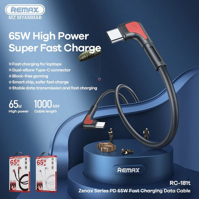 Remax Zenax Series Pd 65W Fast Charging Data Cable Rc-181T C-C