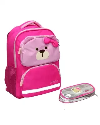 Pink Polyester Backpack For Girls