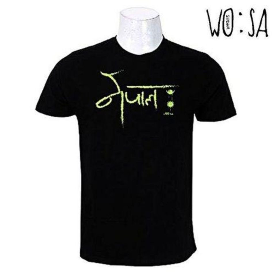 Black 100% Cotton Nepal Printed T-Shirt For Men