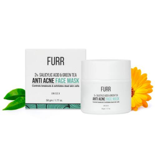 Furr 2% Salicylic Acid & Green Tea Anti Acne Face Mask - 50Gm