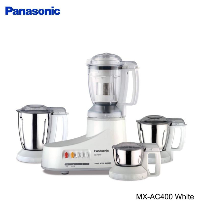 Panasonic 550-Watt Super Mixer Grinder 4 Jars with Juicer (White) MX -AC 400 White