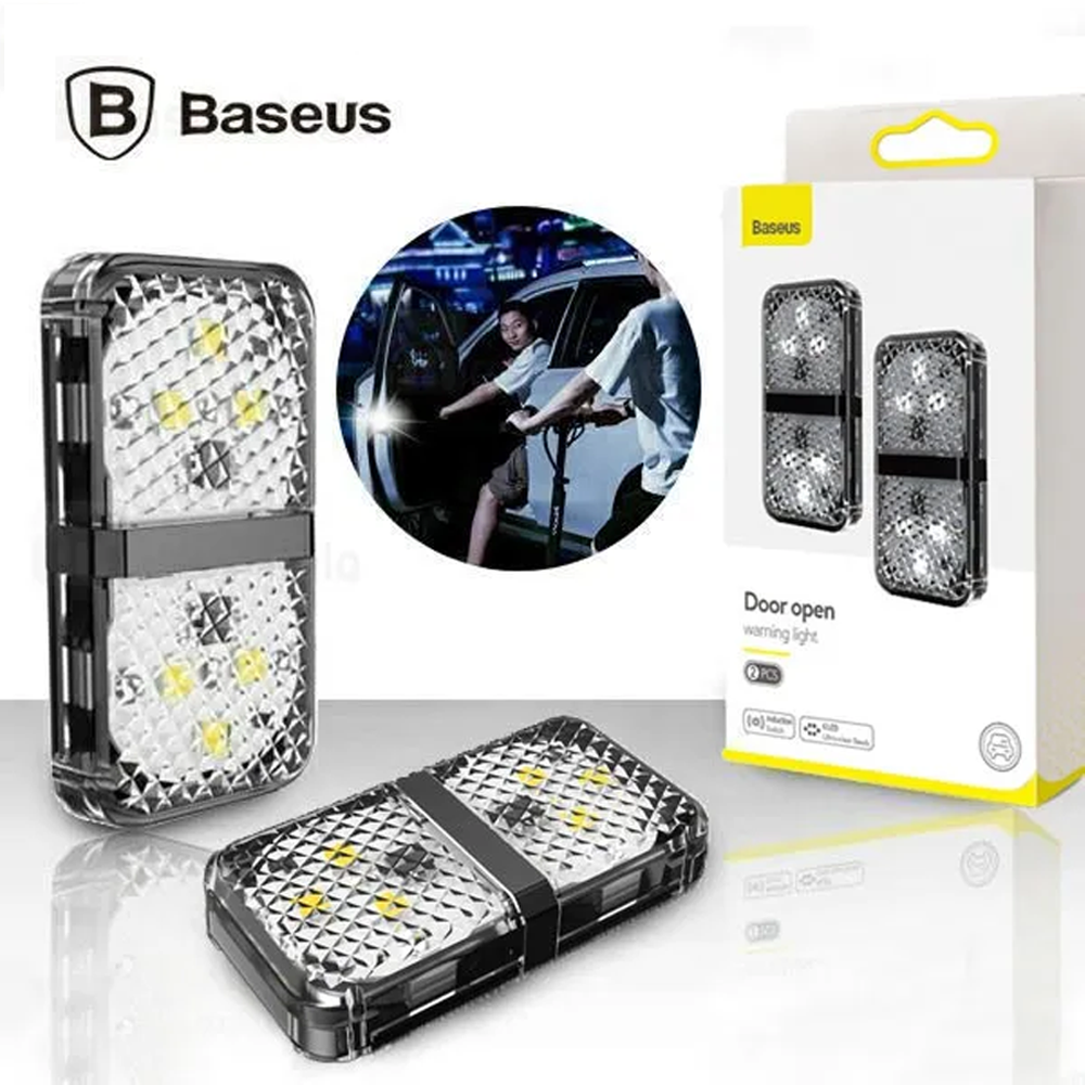 Baseus 2Pcs 6 Leds Car Opening Door Warning Light Safety Anti-Collision Flash Lights
