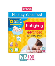 Babyhug Advanced Pant Style Baby Diapers Newborn Size (Monthly Box Pack - 100 Pieces)