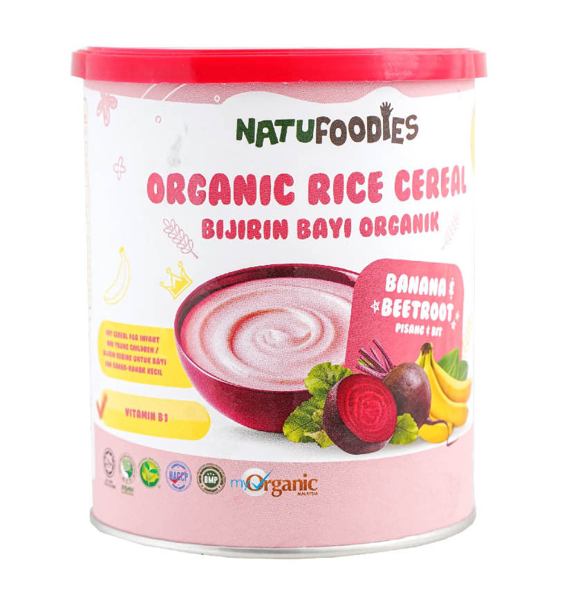 Natufoodies Organic Rice Cereal - Banana & Beetroot