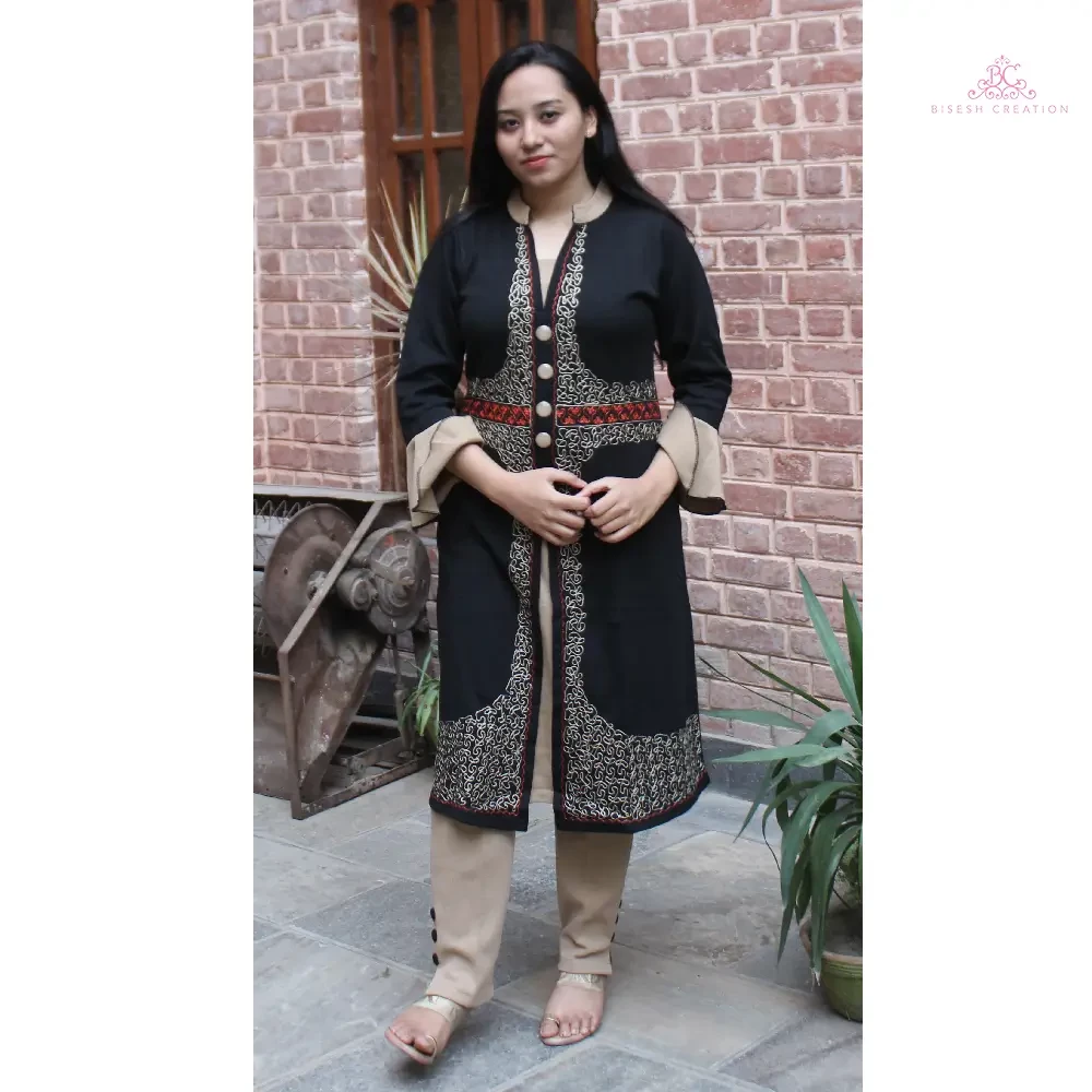 Bisesh Creation Kashmiri Work Woolen Kurti With Pant Set For Women