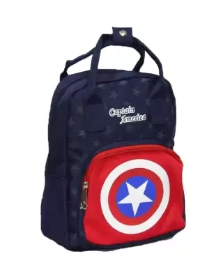 Navy/Red Printed Captain America Backpack For Boys