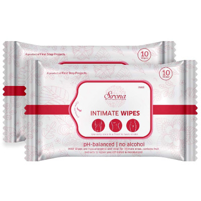 Sirona Intimate Wet Wipes - 20 Wipes (2 Pack - 10 Wipes Each)