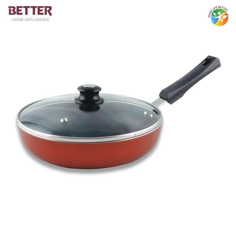 Better Fry Pan Non-Stick Coating, 24 Cm (Induction And Gas Stove Compatible),With Bakelite Handle And Glass Lid