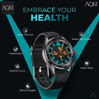 Aqfit W14 Smart Watch With Leather Strap