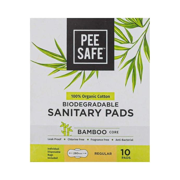 Pee Safe 100% Organic Cotton, Biodegradable Sanitary Pads - Regular (Pack Of 10)