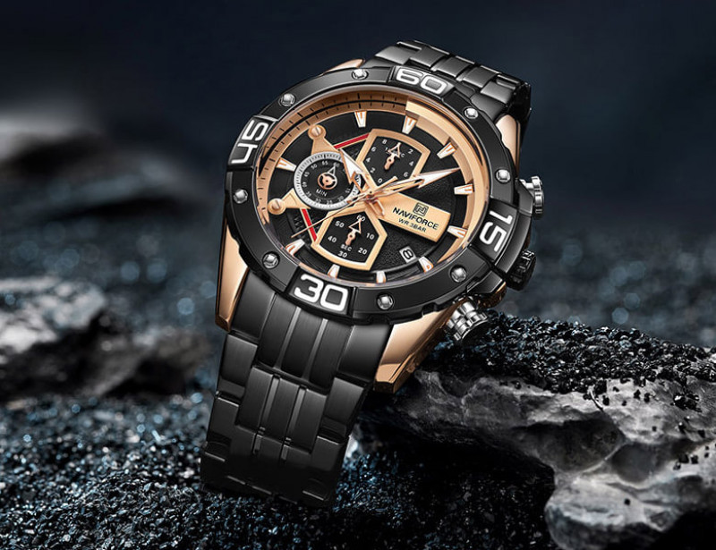 NaviForce- NF8018 Black Gold Watch