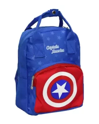 Blue/Red Printed Captain America Backpack For Boys