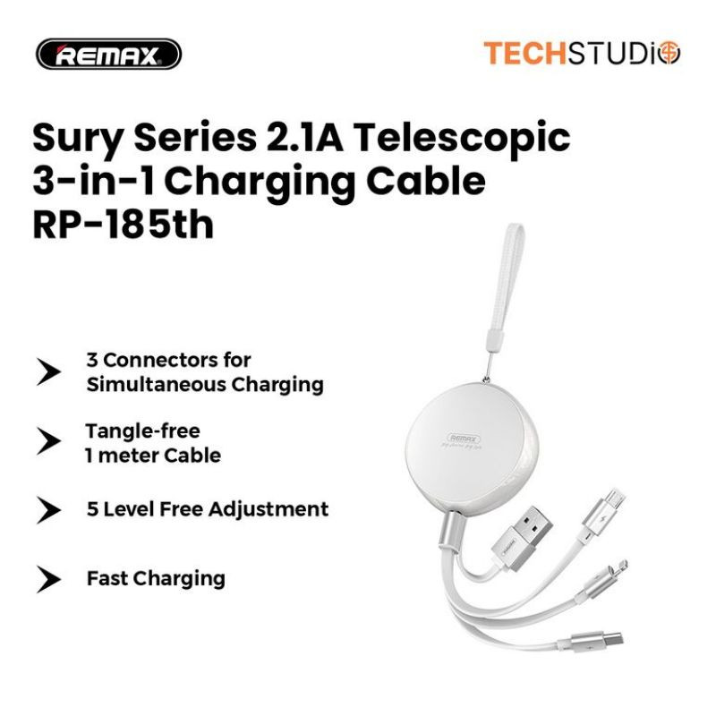 Remax Sury Series 2.1A Telescopic 3-In-1 Charging Cable Rp-185Th
