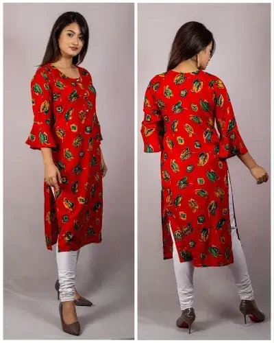 Bisesh Creation Foil Printed With Flared Sleeves Kurti