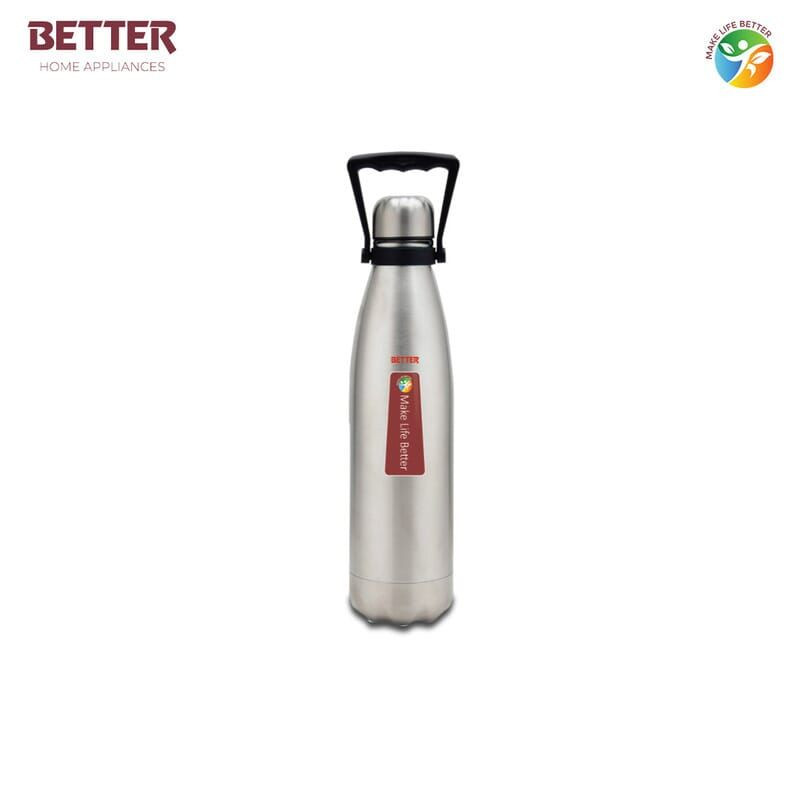 Better Cola Water Bottle Vacuum Insulated Flask Water Bottle, 1000Ml, Metallic Silver