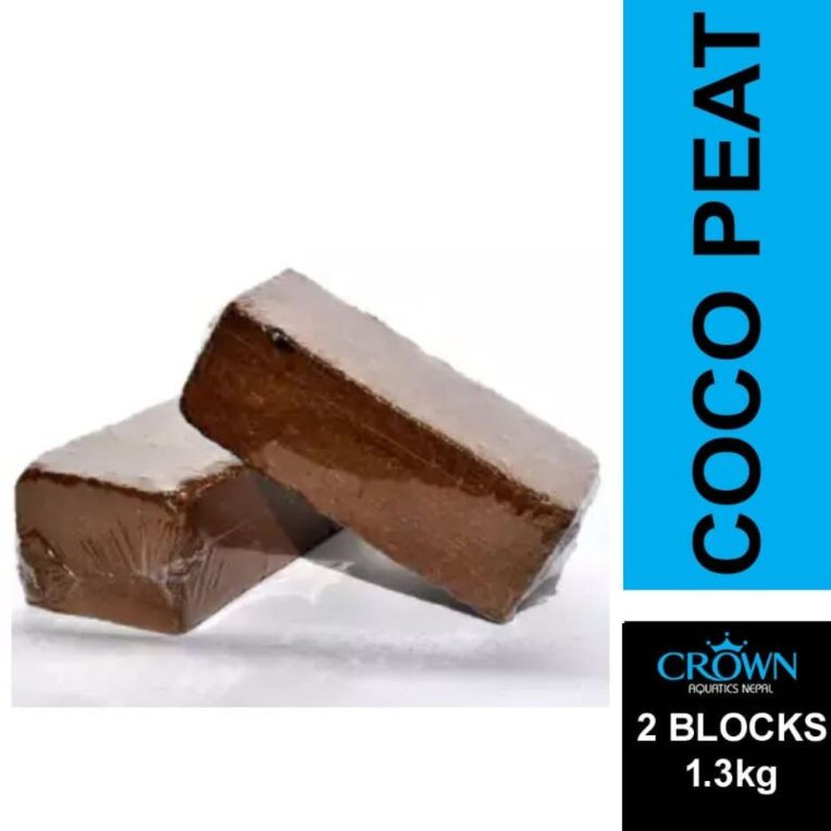 1.3Kg Blocks Coco Peat For Garden Brick Size Cocopeat Light Weight Organic Growing Medium Expanding Soil Substitute by Crown Aquatics