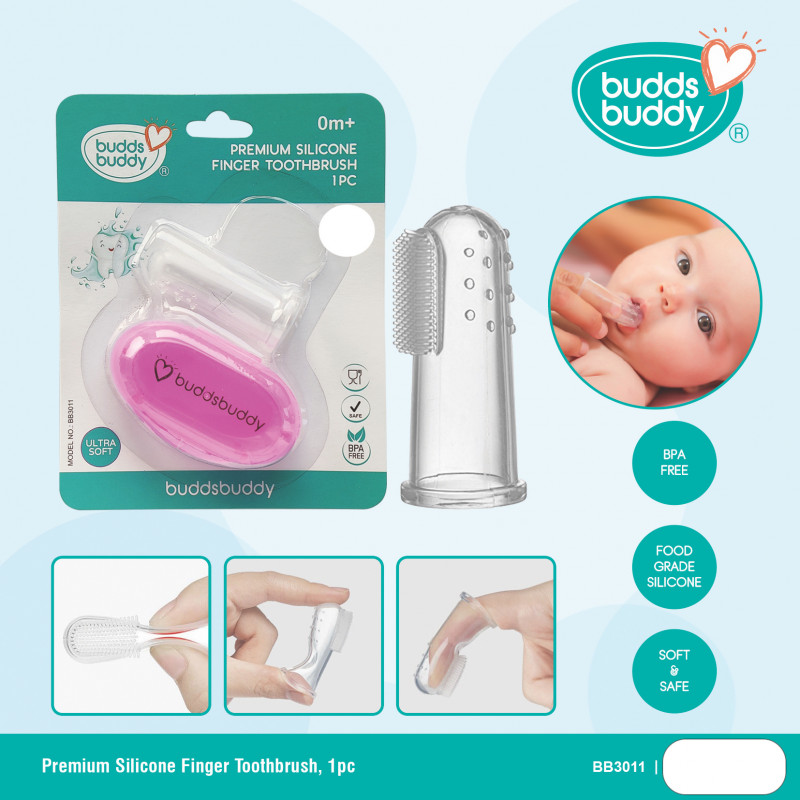 BuddsBuddy Premium Silicone Finger Toothbrush with Case (1pc)