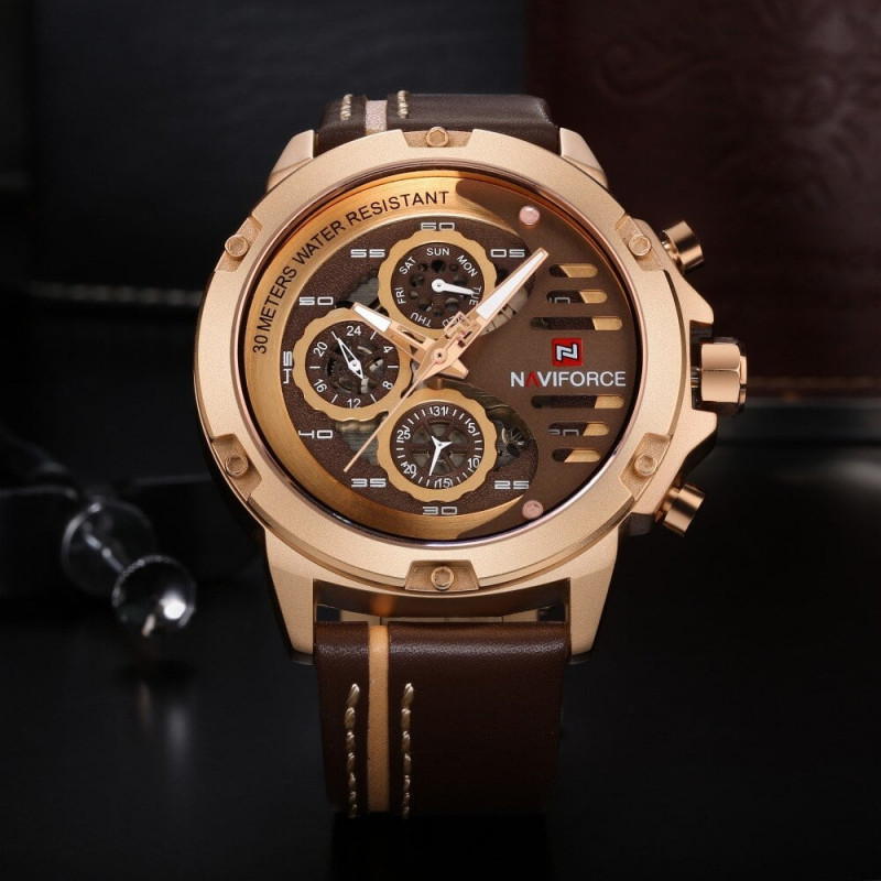 NaviForce-9110 brown gold Watch