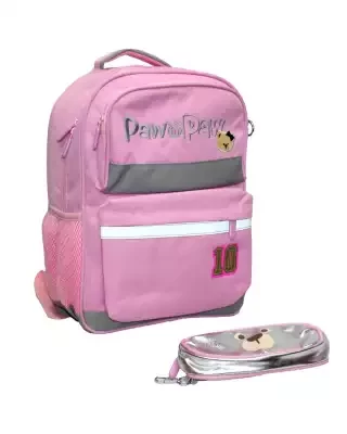 Light Pink Polyester Printed Backpack For Girls