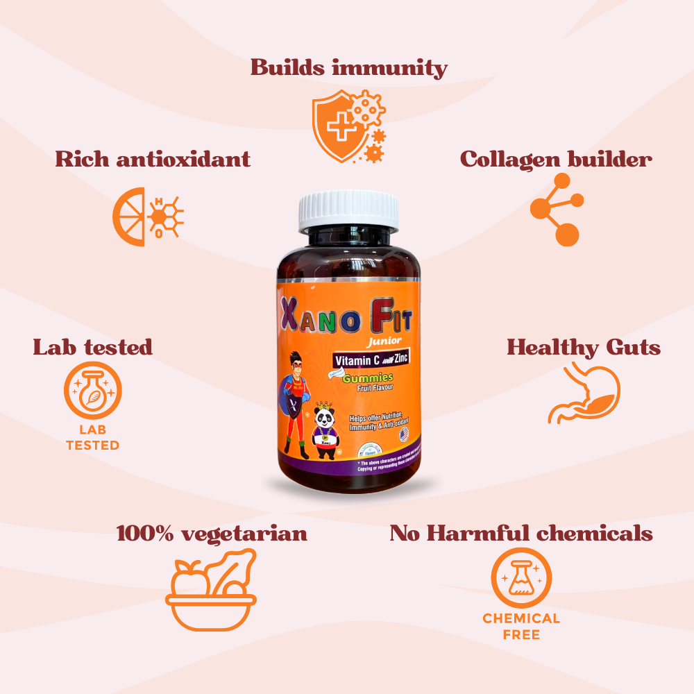 Xano Fit Junior Vitamin C With Zinc Gummies Fruit Flavour 30 Pieces