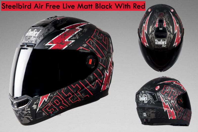 Steelbird Air Free Live Matt Black With Blue Helmet