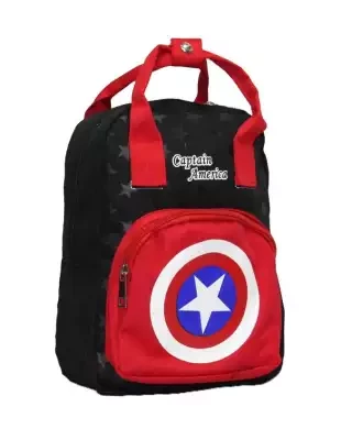 Black/Red Printed Captain America Backpack For Boys
