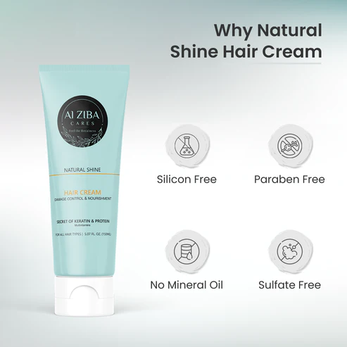Alziba Natural Shine Hair Cream With Secret Of Keratin, Protein & Multivitamins-150Ml