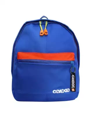 Blue/Orange Polyester Backpack For Boys