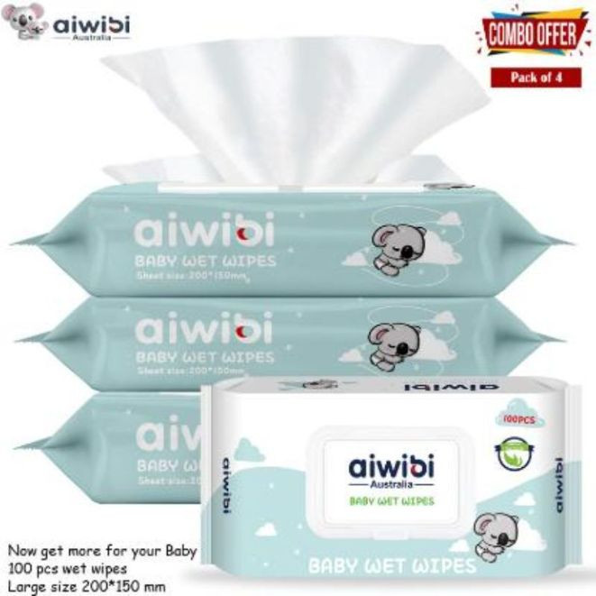 Aiwibi Baby Wet Wipes 100Pcs - Pack Of 4