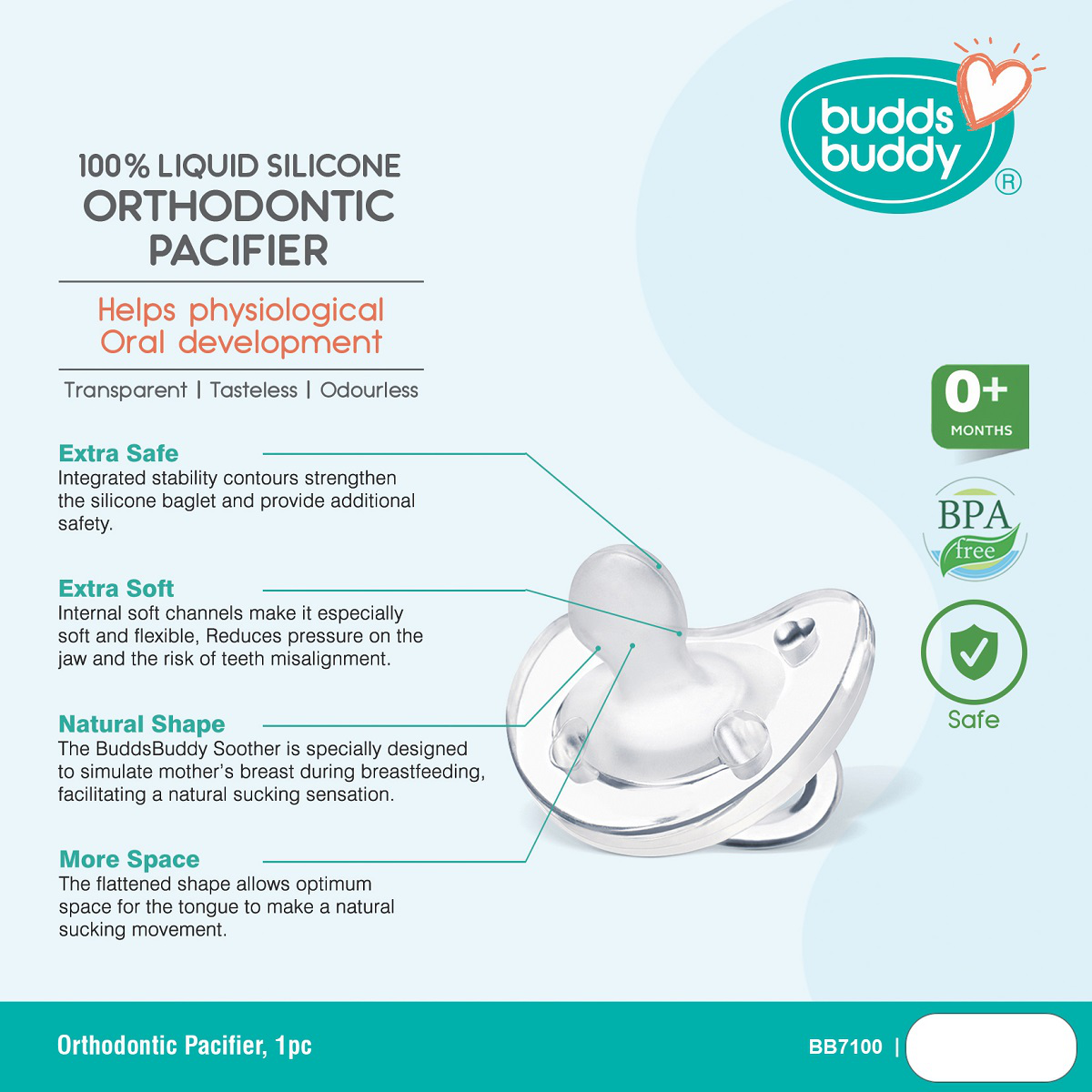 BuddsBuddy Silicone Orthodontic Pacifier (1pc)